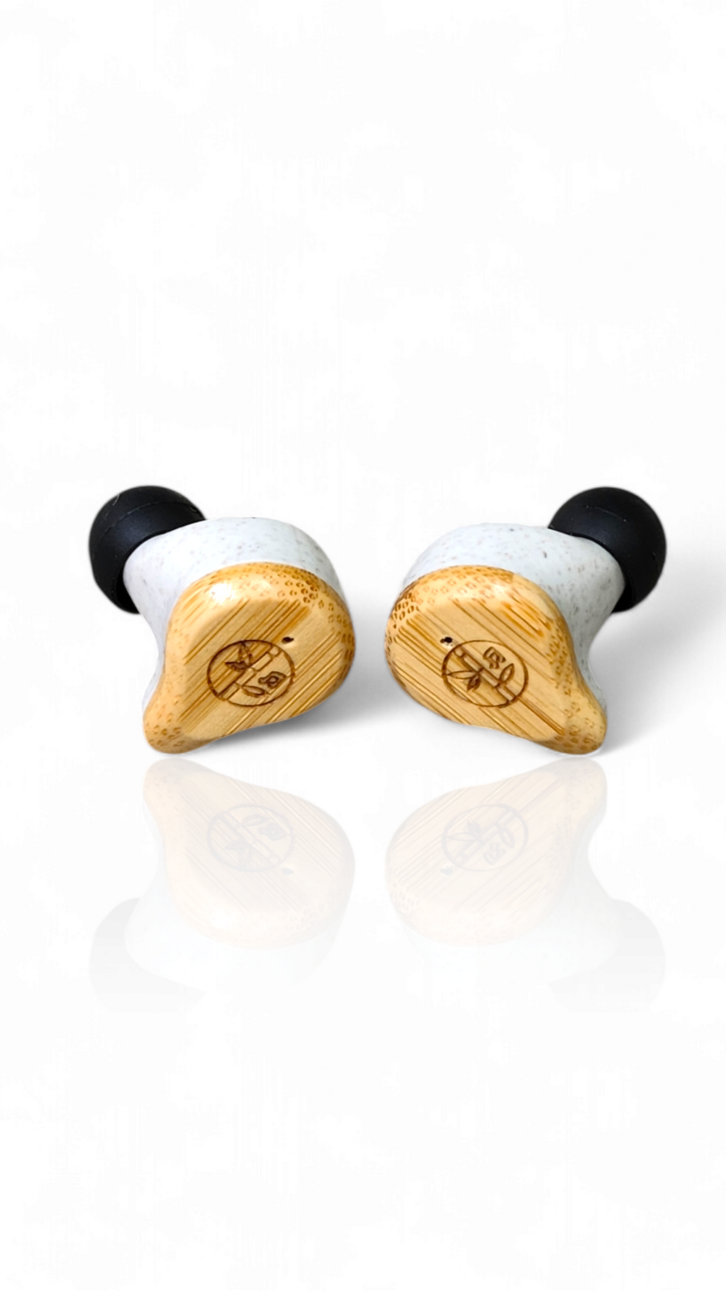 [PureBuds bamboo earbuds buds only] front view
