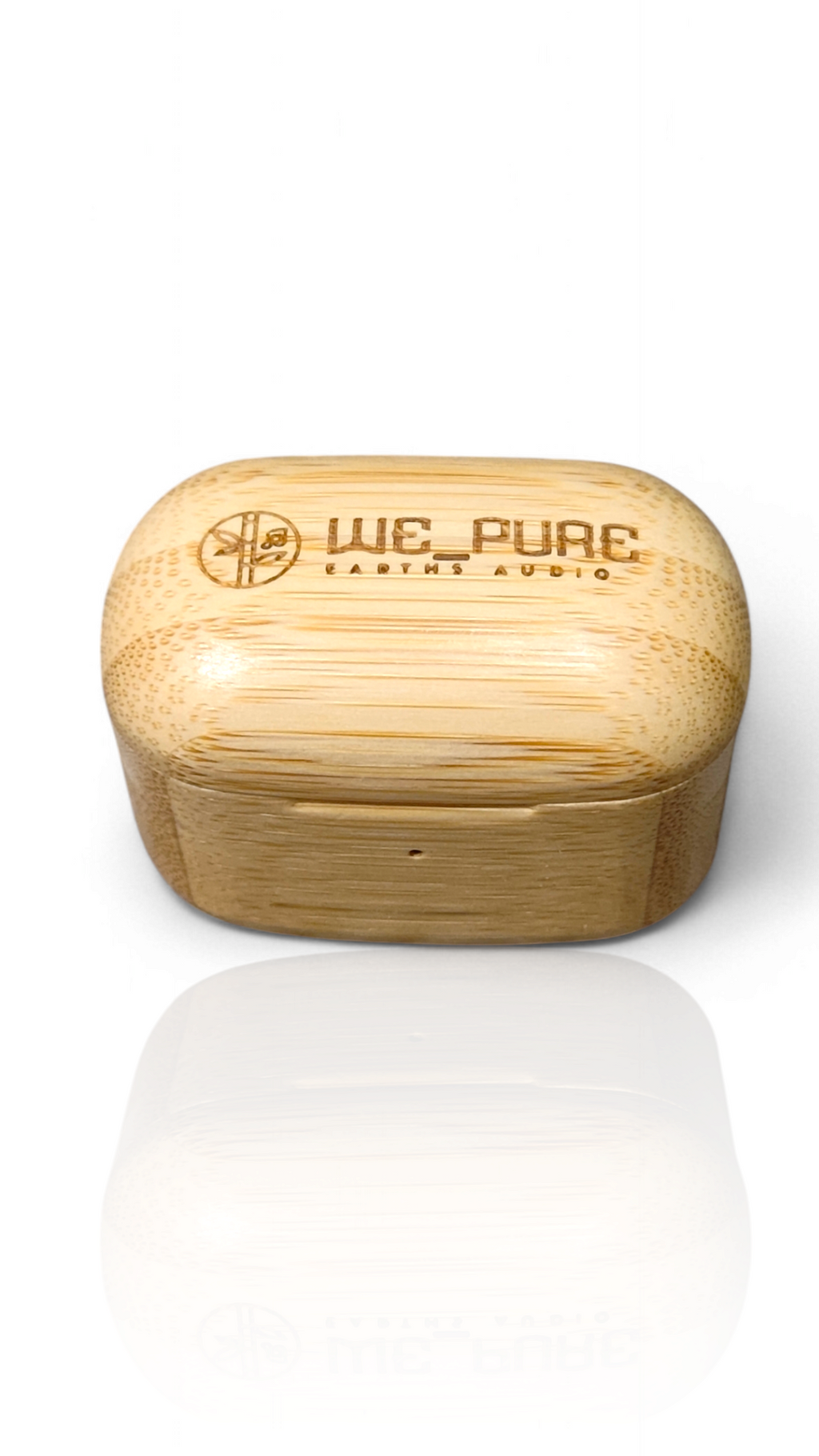 [PureBuds bamboo earbuds case] top view