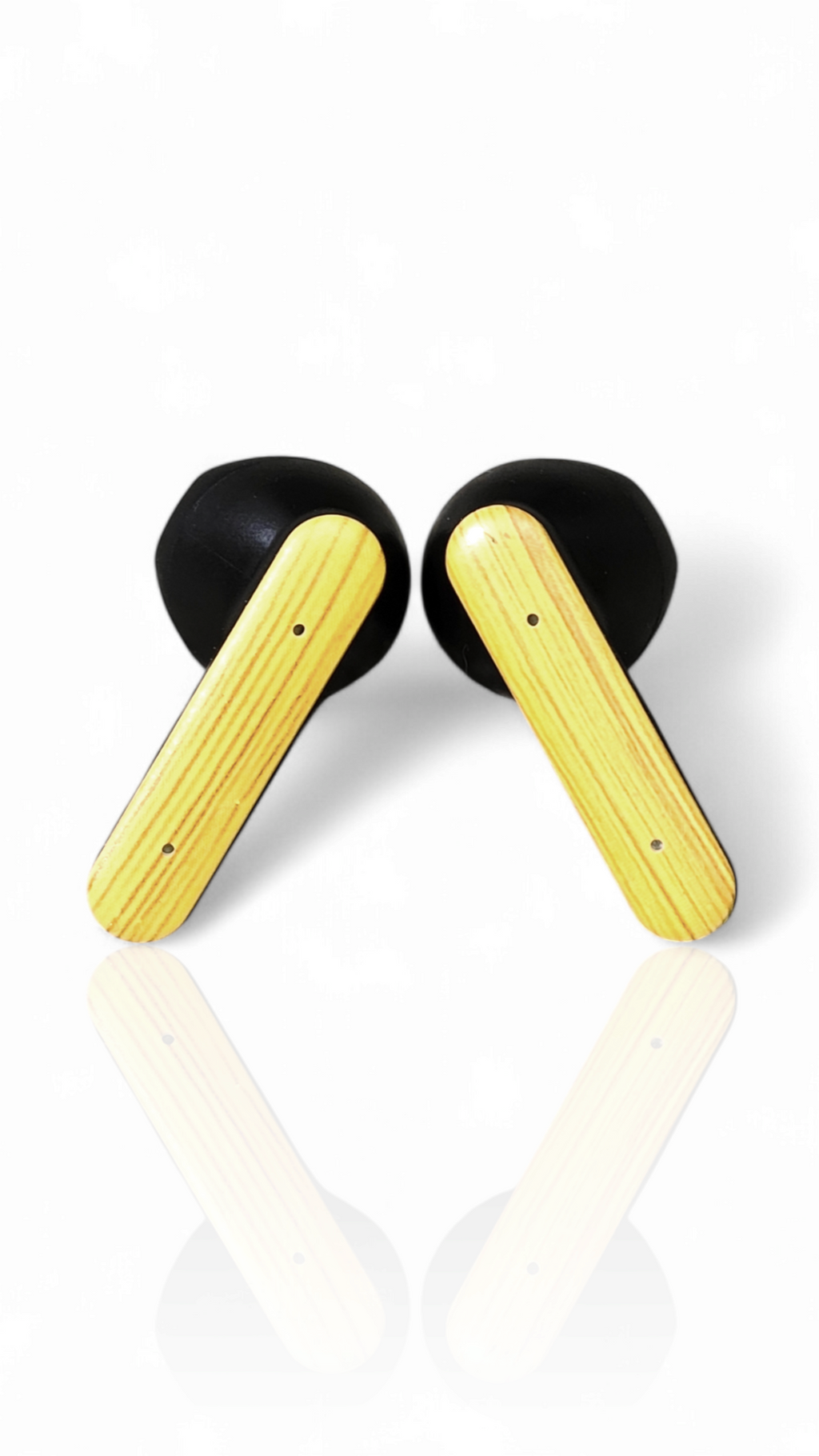 PurePods ear-buds close up top view 