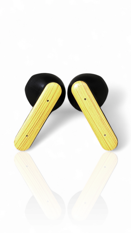 PurePods ear-buds close up top view 