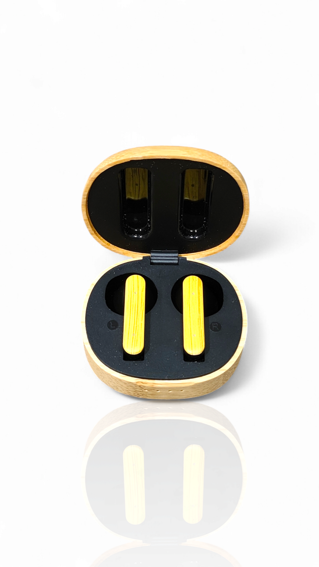 PurePods ear-buds in case top view